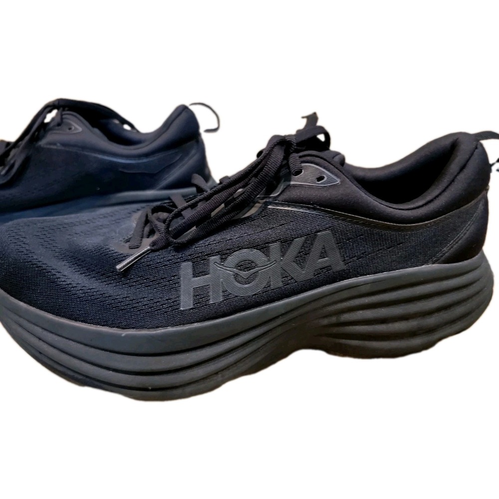 HOKA ONE ONE Bondi 8 Black/Black Men's 12 D Low Top Mesh Sneaker 1123202-BBLC